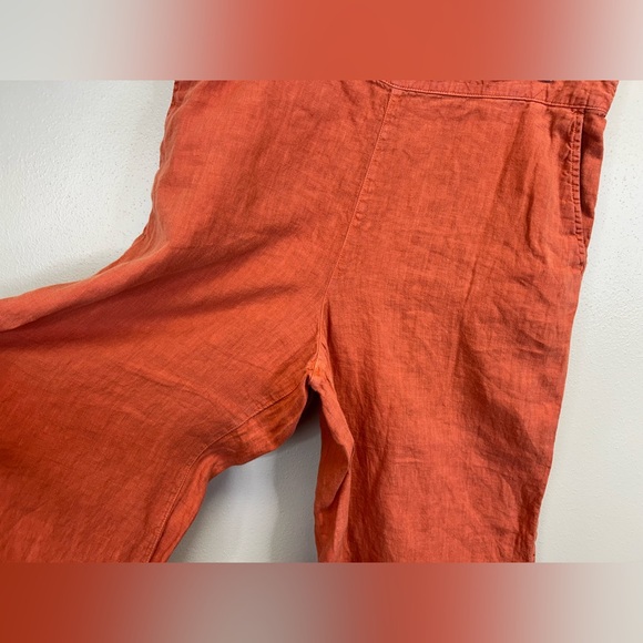Tahari Women's Terracotta Wide Leg Cropped 100% Linen Pants XL Beach Vacation - Picture 6 of 12